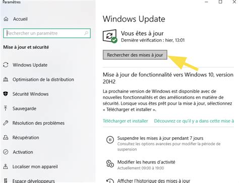 Mettre à jour en ligne le système de votre appareil .